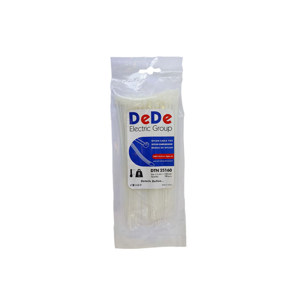 DTN 25160 1 بست کمربندی پلاستیکی سفید 2.5 در 100 میلیمتر برند DeDe مدل DTN 25160