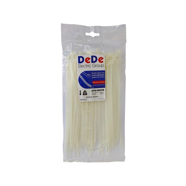 کمربندی DTN48250 بست کمربندی پلاستیکی سفید 4.8 در 250 میلیمتر برند DeDe مدل DTN 48250